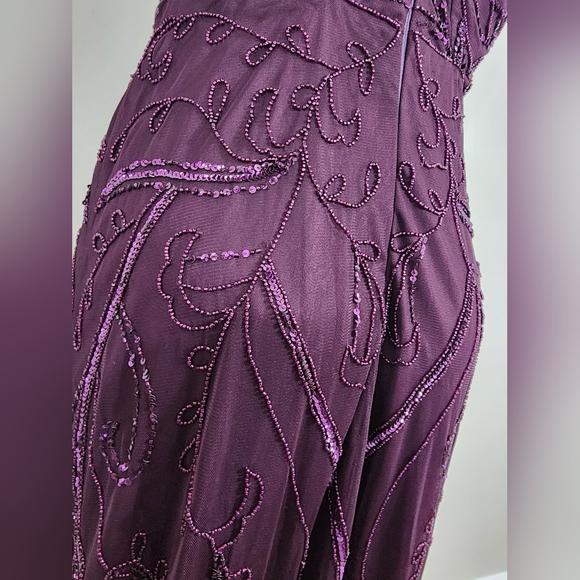 Adrianna Papell platinum evening gown merlot purple bridal women's size 12 - Picture 6 of 16